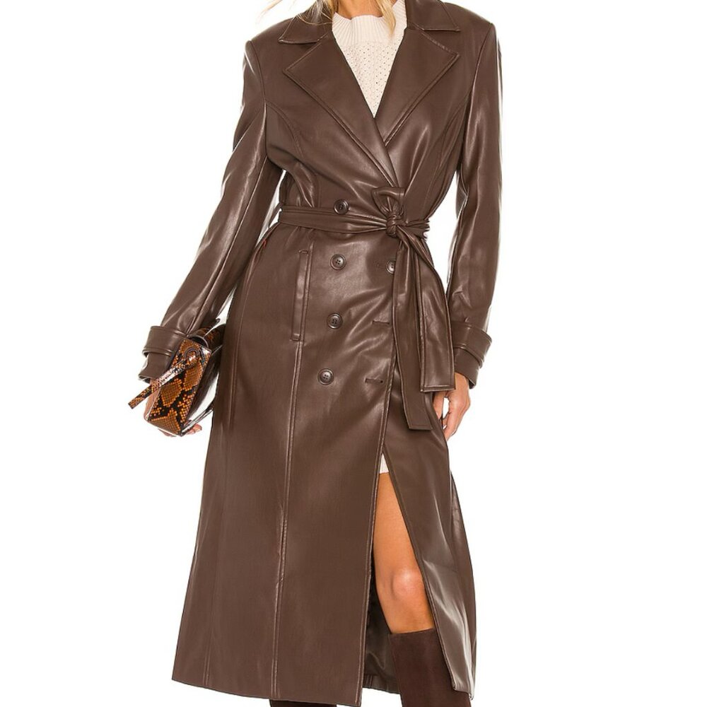 Bardot Faux Leather Trench Coat